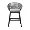 Armen Living Tutti Frutti Indoor Outdoor Bar Height Bar Stool in Black Brushed Eucalyptus Wood with Gray Rope LCTFBAGRBL30 - alternate 4
